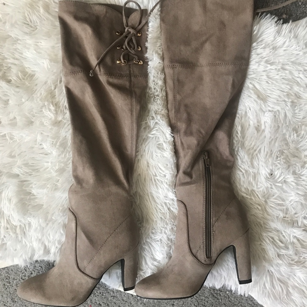 Knee High Heeled Suede Boots